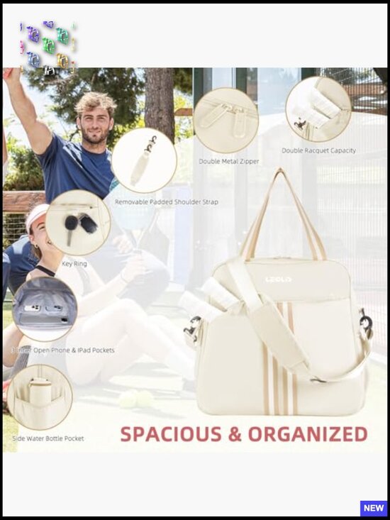 30L Pickleball Backpack with Shoe Compartment Versatile Sports Bag Tote Duffel